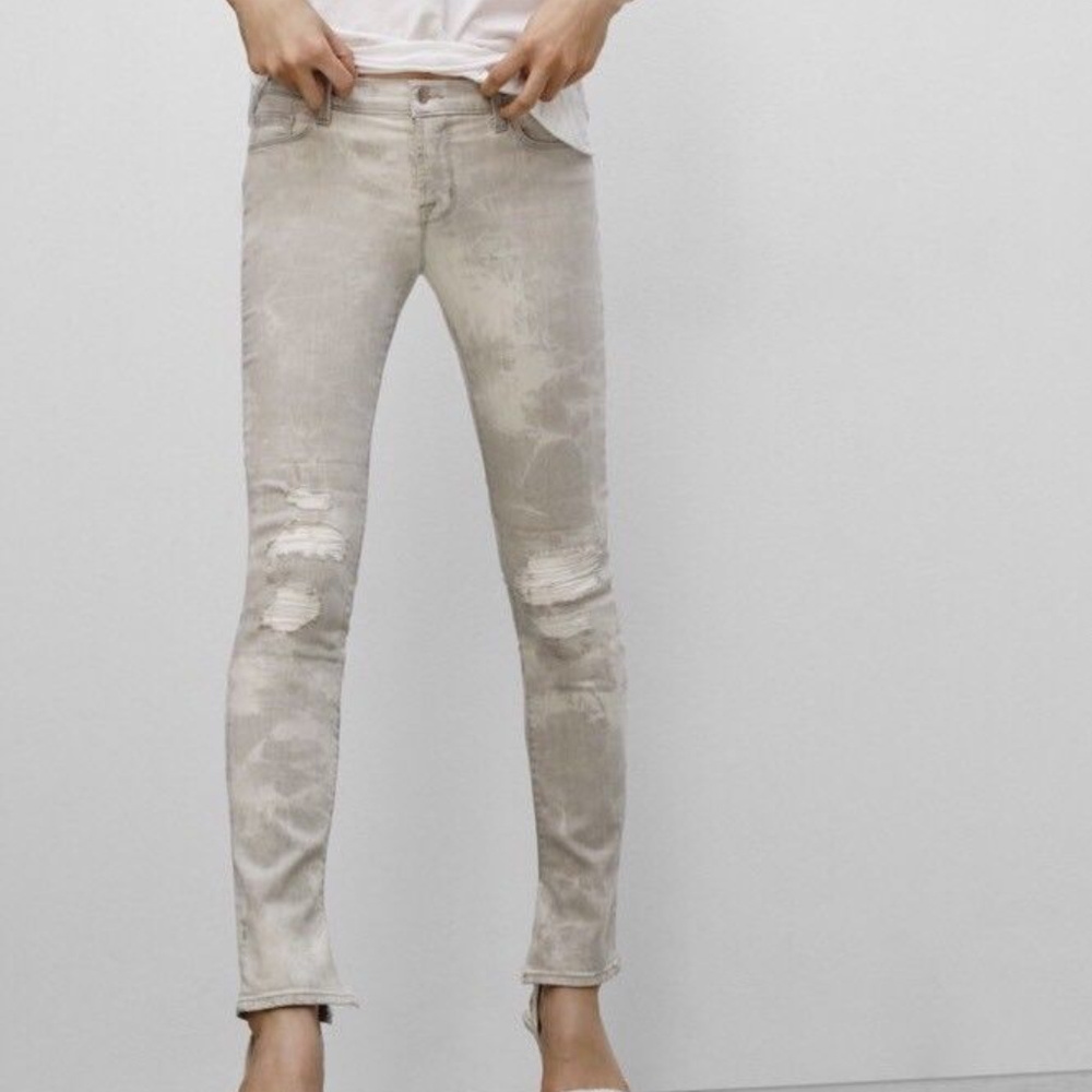 J Brand Rail mid Rise distressed ankle slit 28